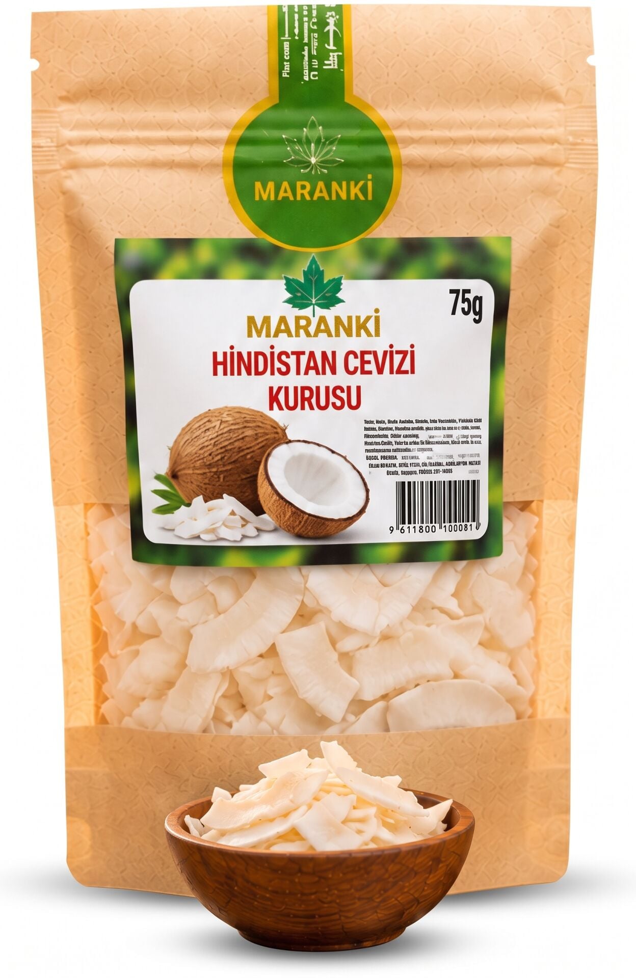 Maranki Hindistan Cevizi Kurusu Doğal Yaprak Dilimli Kuru Meyve 75 g