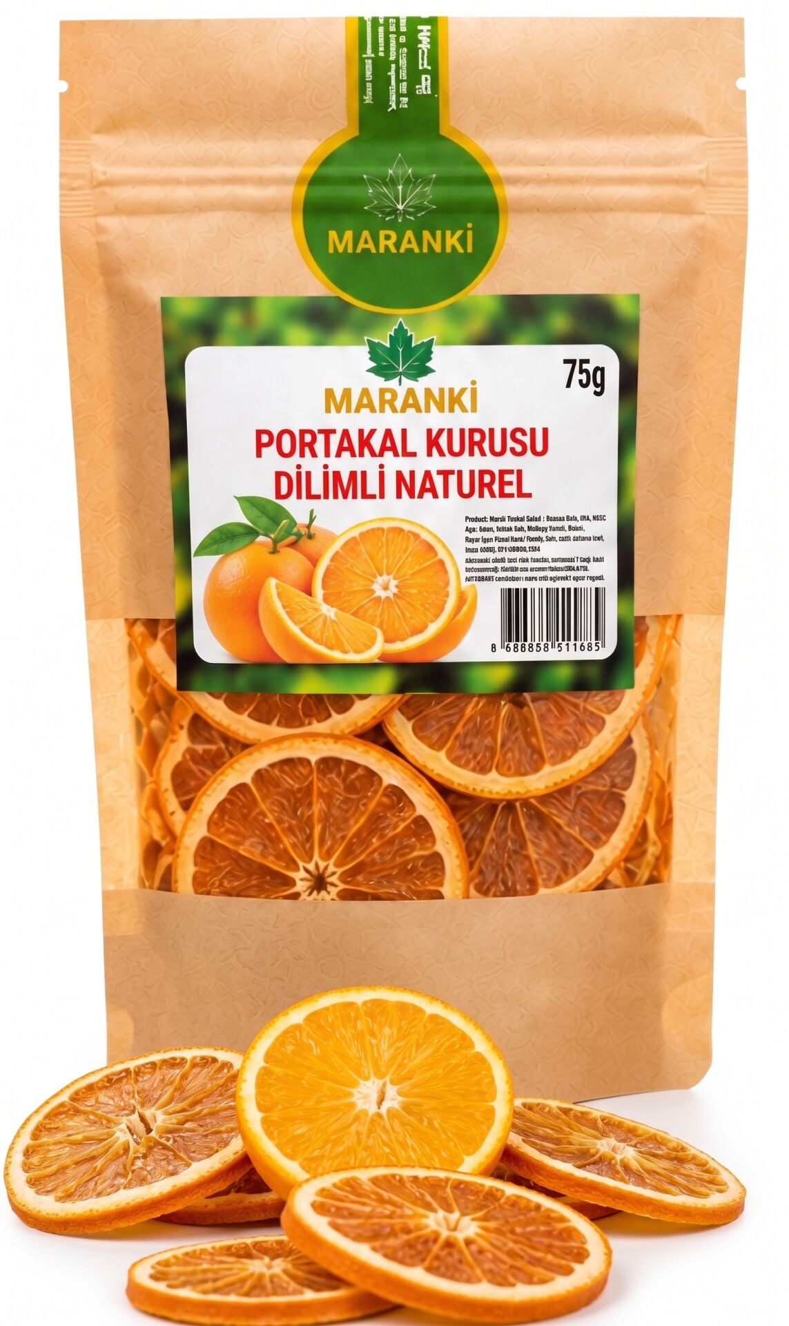 Maranki Portakal Kurusu Dilimli Naturel Kurutulmuş Portakal Halkaları 75 g