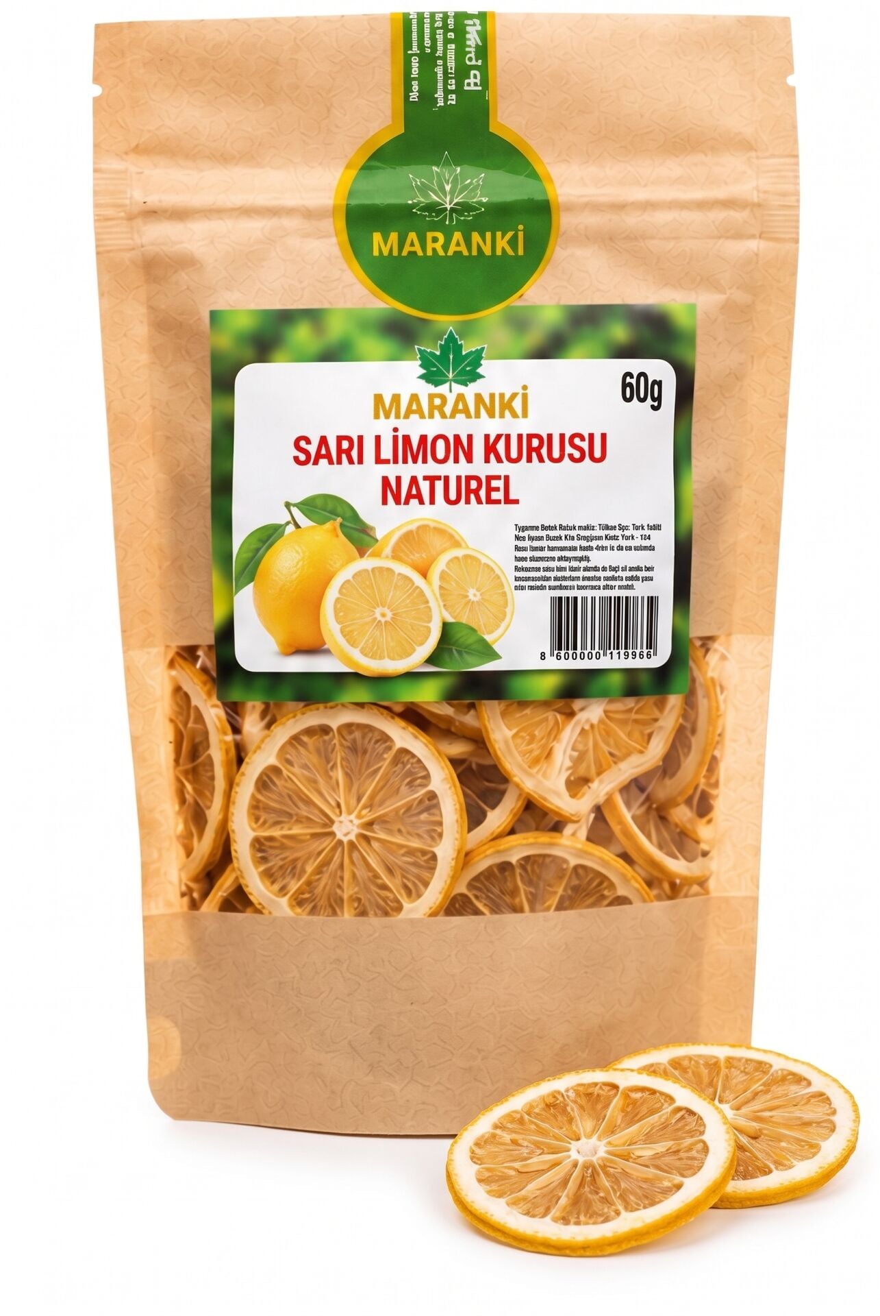Maranki Sarı Limon Kurusu Naturel Dilimli Kurutulmuş Limon Halkaları 60 g