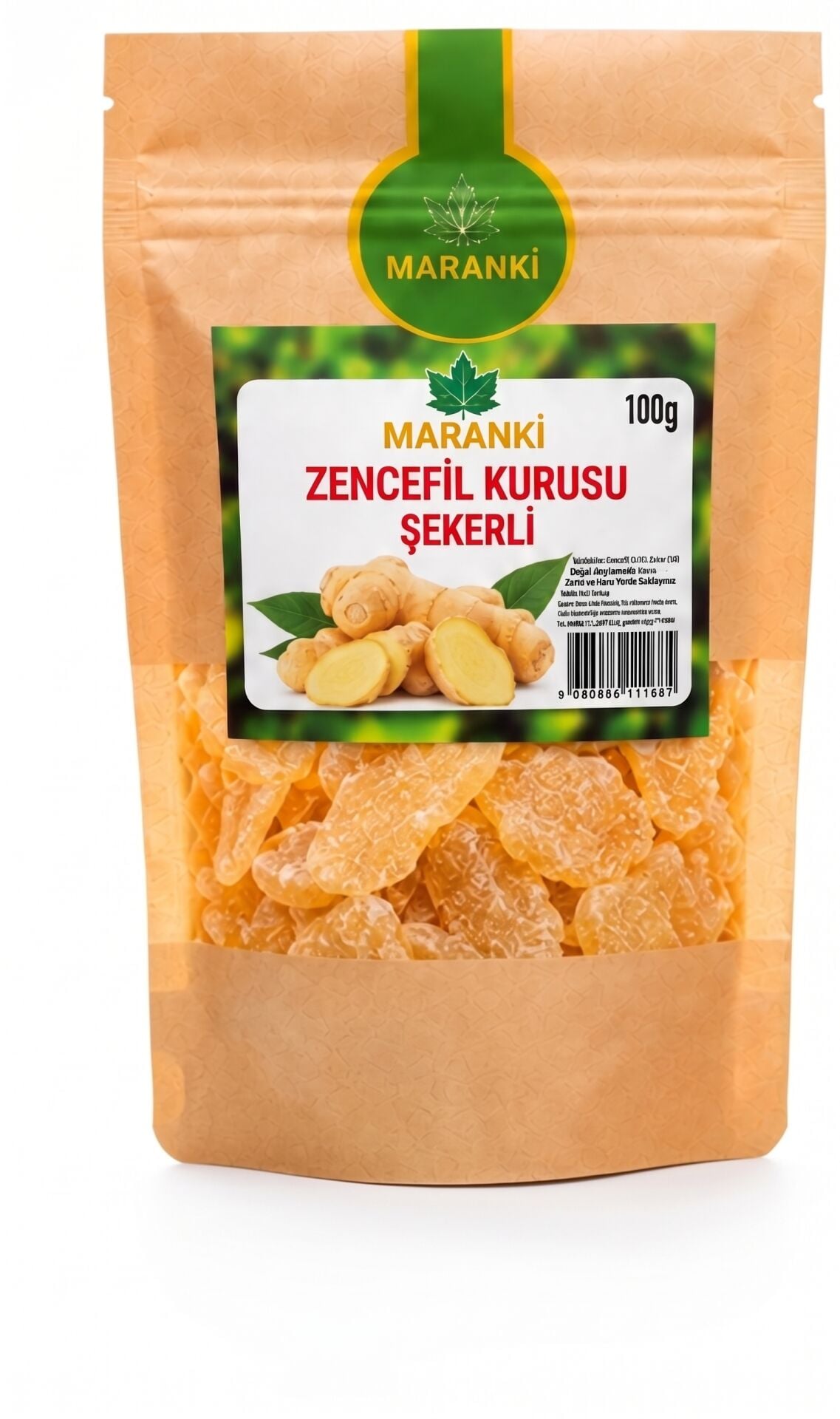 Maranki Zencefil Kurusu Şekerli Dilimlenmiş Kurutulmuş Zencefil 100 g
