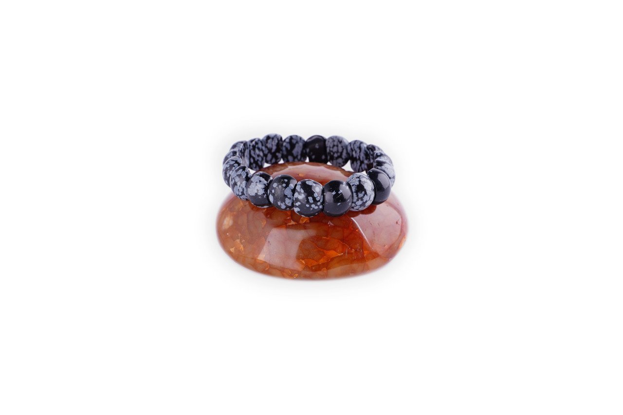Karlı Obsidyen Bileklik Kare Model 2