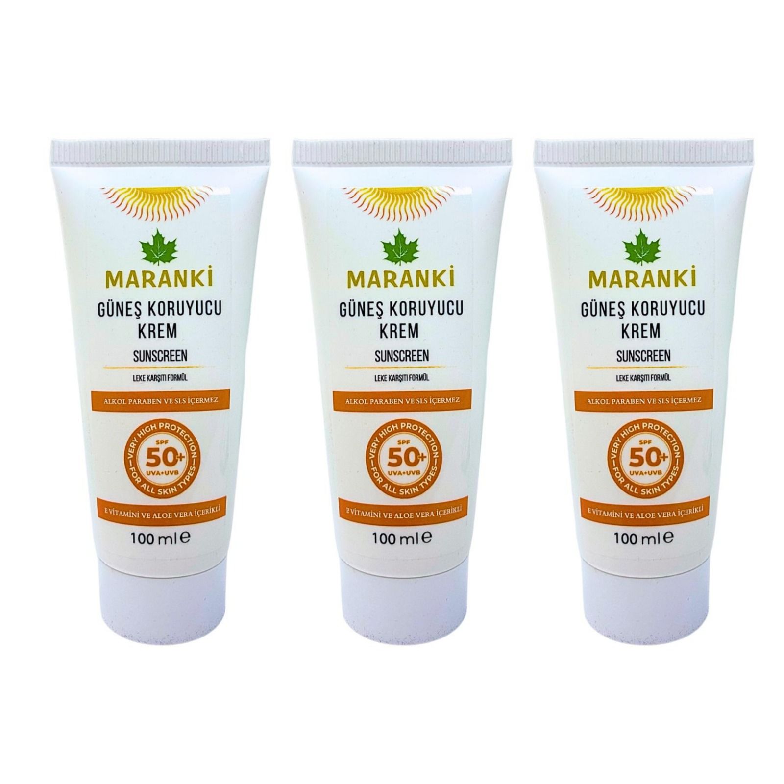 3 Al 2 Öde Maranki Güneş Kremi 50+ SPF 100ml ( Aloe Vera ve E Vitaminli)