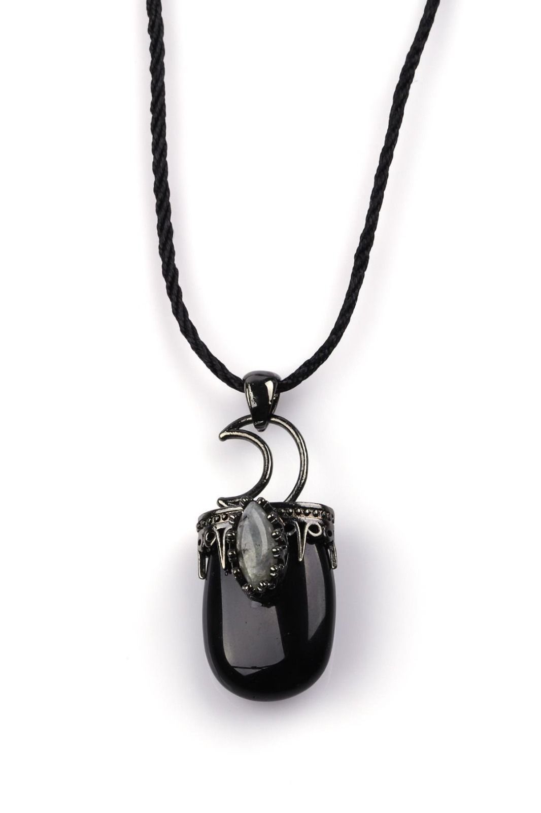 Obsidyen - Labradorit Doğal Taş Kolye Ucu