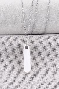 Selenit Doğal Taş Kolye Ucu - Çivi Model