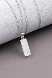 Kristal Kuvars Doğal Taş Kolye Ucu - Silindir