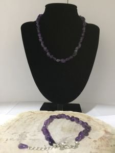 Ametist Bileklik ve Kolye Seti - Mercimek Kesim
