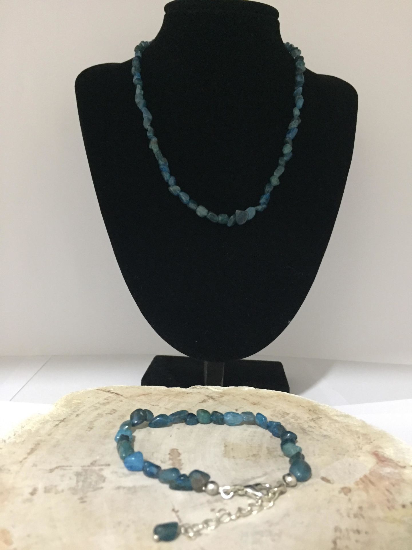 Apatit Bileklik ve Kolye Seti - Mercimek Kesim