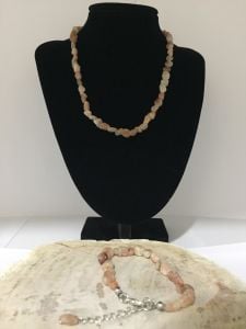 Güneş Taşı  Bileklik ve Kolye Seti - Mercimek Kesim