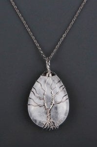 Metalli Damla Kristal Kuvars Kolye Ucu