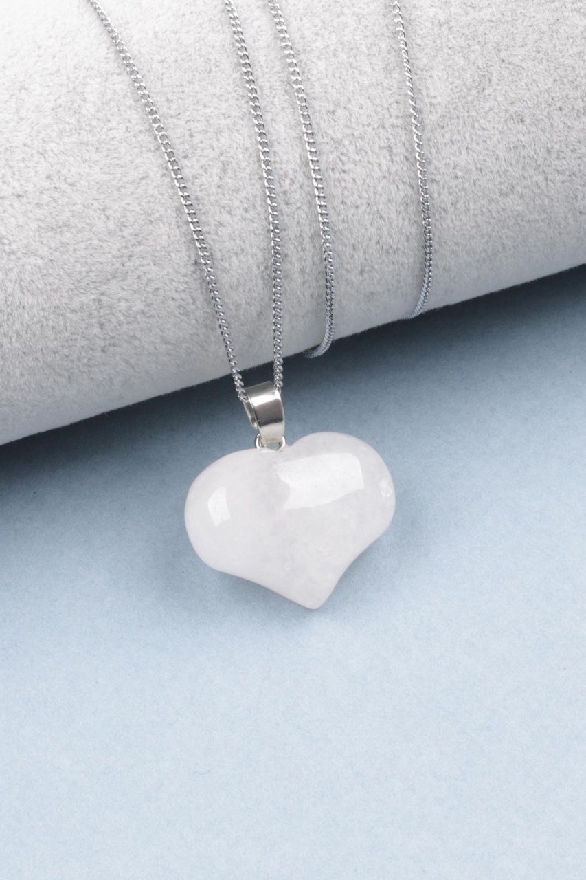 Kristal Kuvars Kalp Kolye Ucu