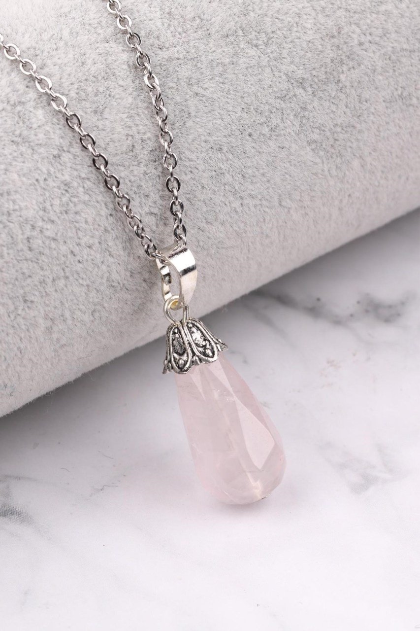 Pembe Kuvars Kolye Ucu Model 4