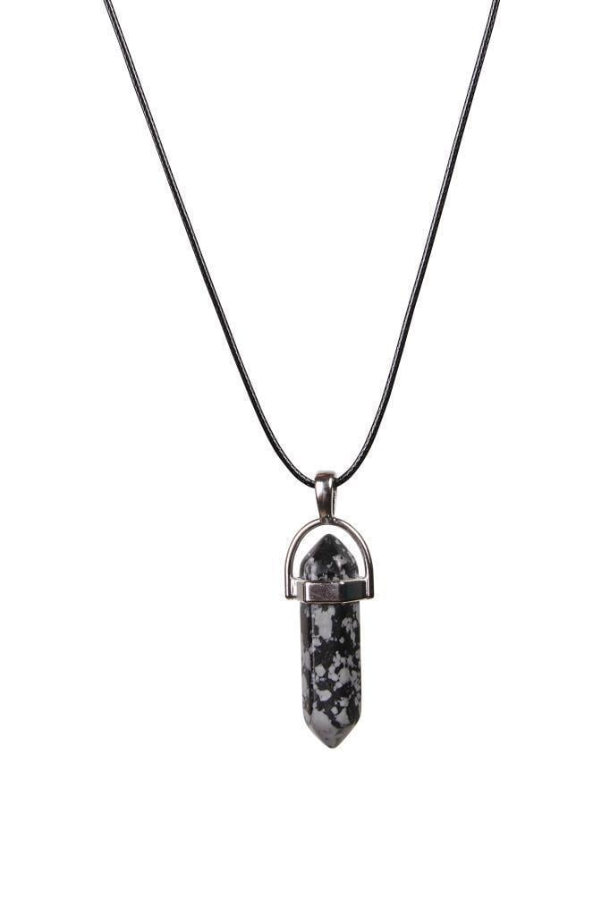 Karlı Obsidyen Kolye Ucu