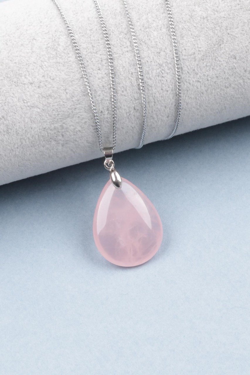 Pembe Kuvars Kolye Ucu Damla