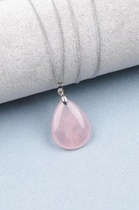 Pembe Kuvars Kolye Ucu Damla
