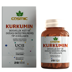 Kurkumin - Curcumin ( Zerdaçal ) Bosvellik Asit Ve Doğası Değiştirilmemiş Tip-II Kollajen Kapsül