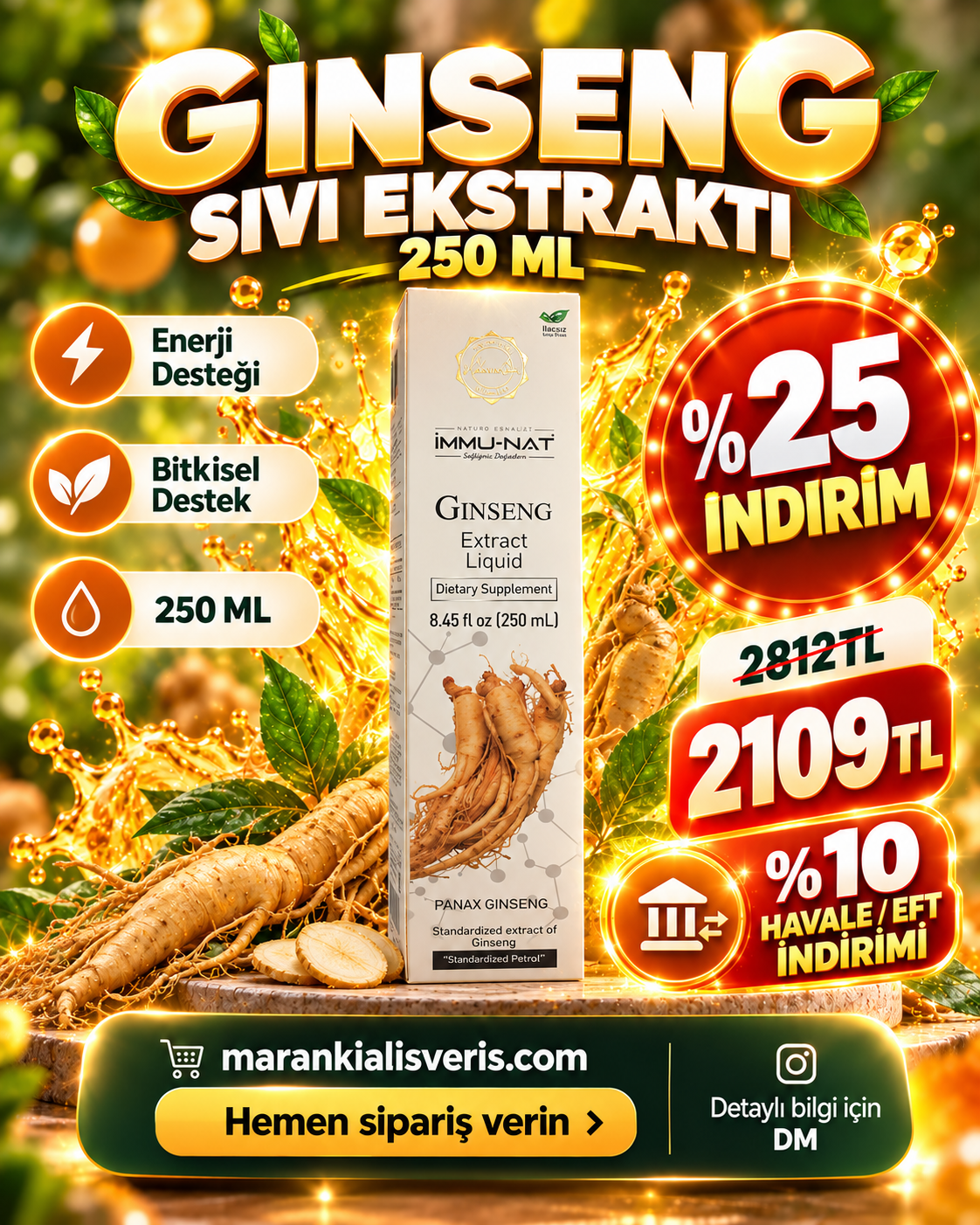 Ginseng Sıvı Ekstraktı  250 ML