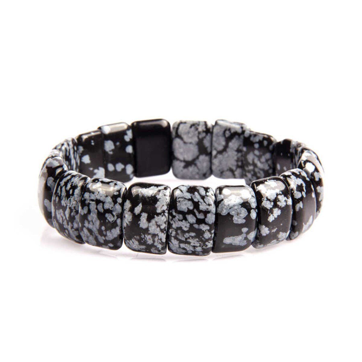Karlı Obsidyen Bileklik Kare - Model 1