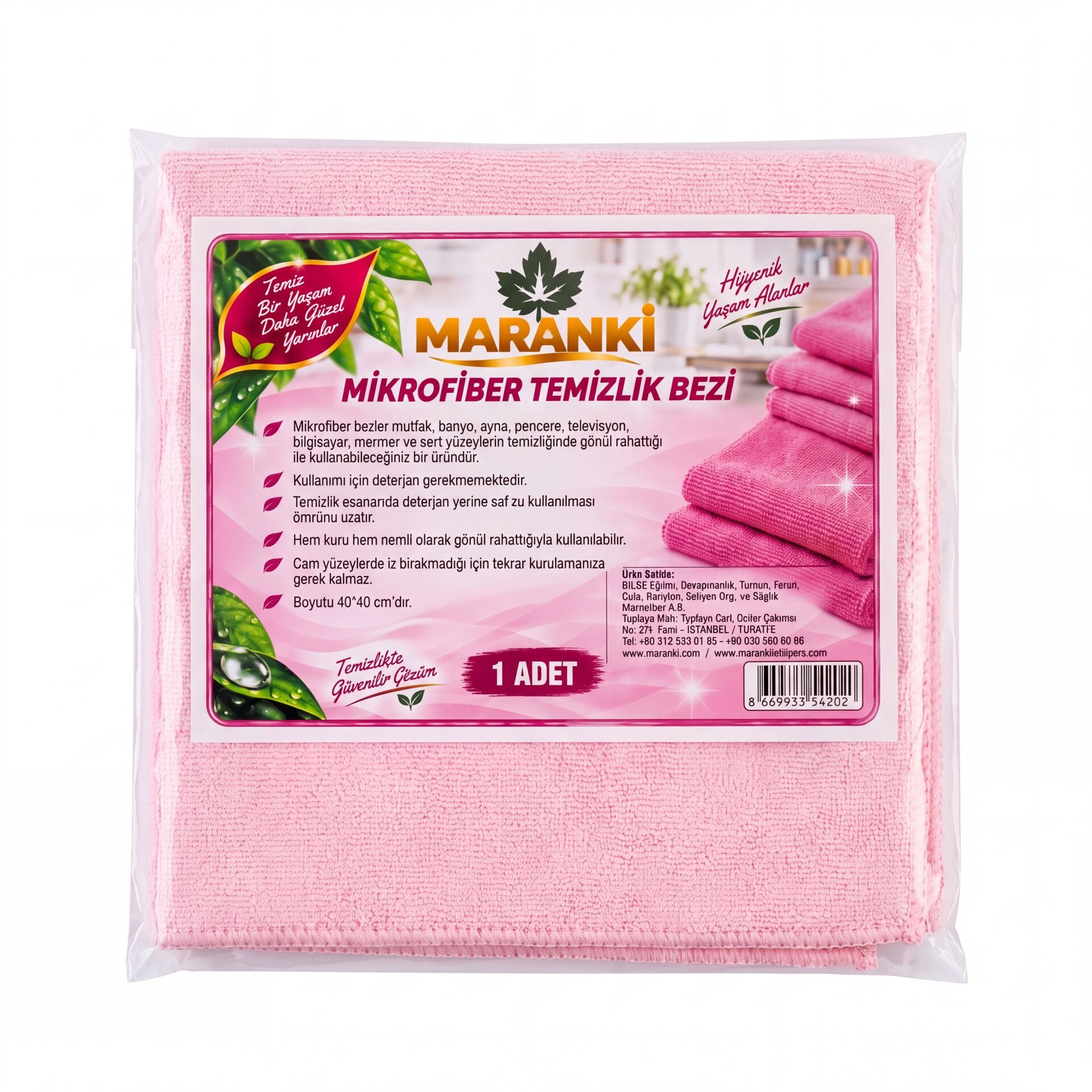 Mikrofiber Temizlik Bezi Pembe